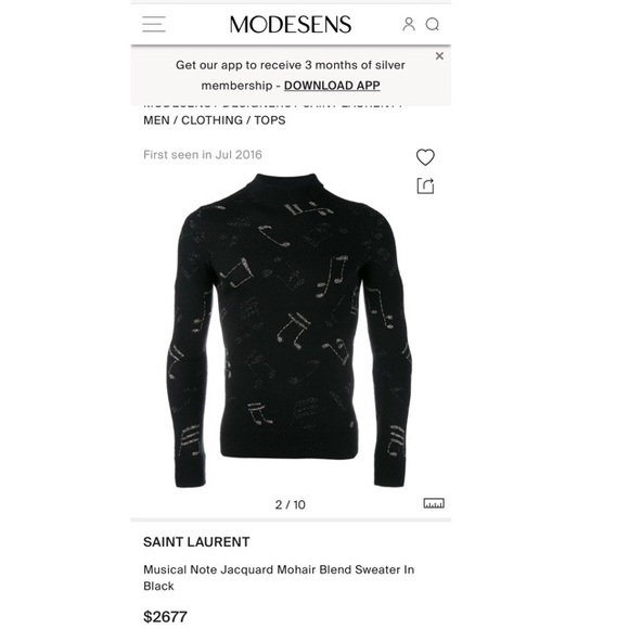 Saint Laurent Musical Note Jacquard Mohair Swtr - Picture 6 of 13